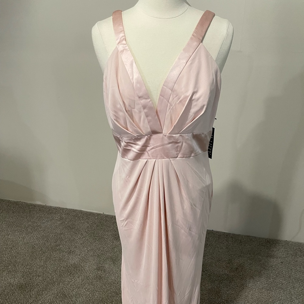 Blush pink, long evening dress. Never worn. Size 14.